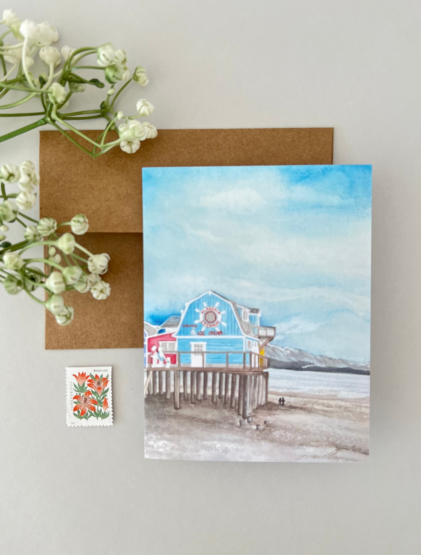 Kraft envelope, gretting card and a matching stamp (stamp not included)