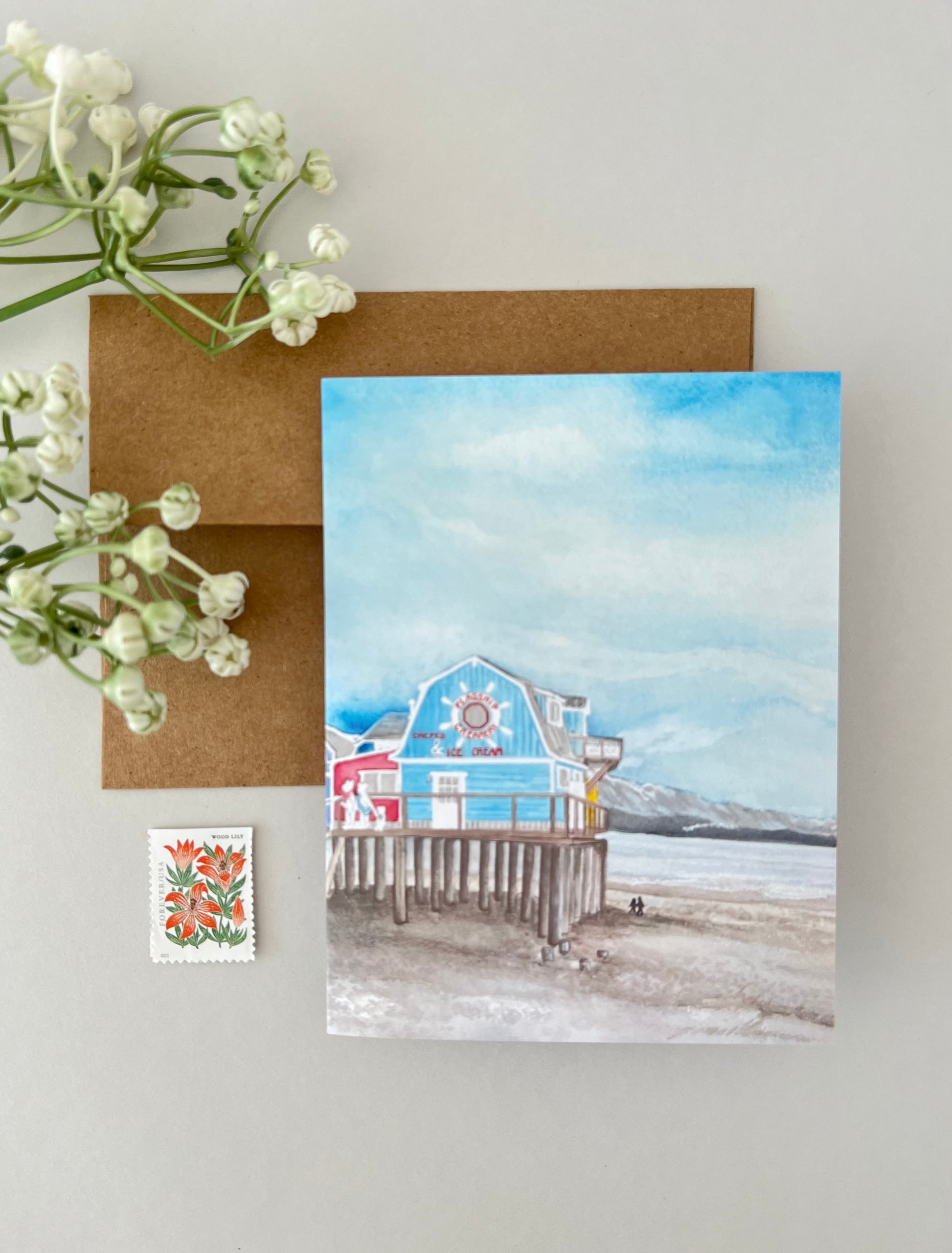 Kraft envelope, gretting card and a matching stamp (stamp not included)